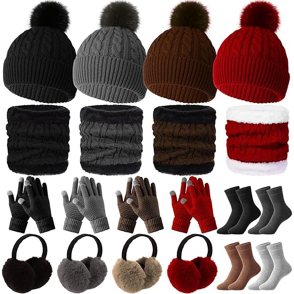 Bulk Hats And Gloves For Homeless Suhine 60 Pcs Winter Warm Sets - 12 Hats, Scarves, Gloves, Blankets & Socks Bulk Care Package Homeless Kits