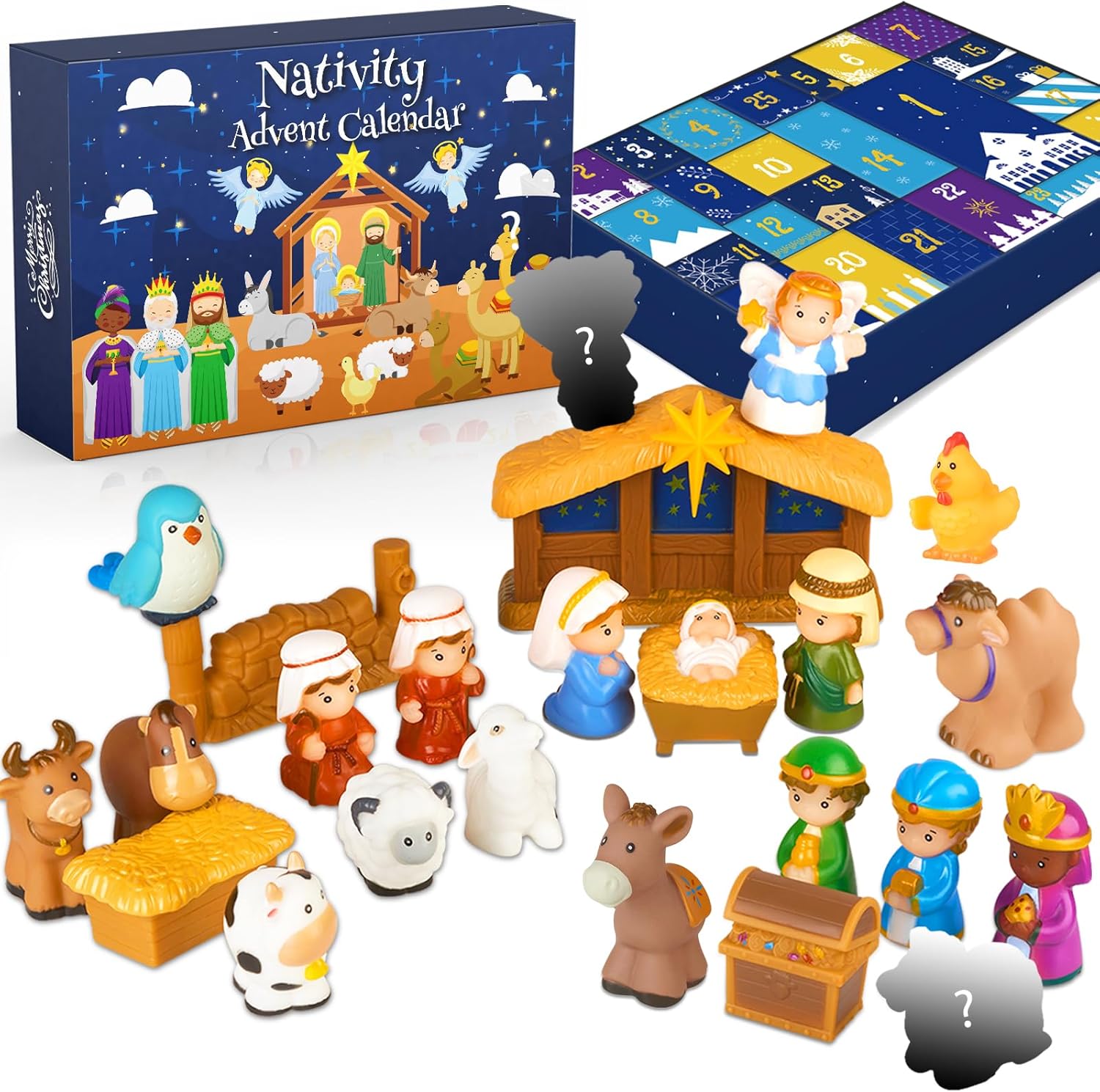 Advent Calendars - Nativity Advent Calendar 2023 Kids, Christmas Story Nativity Playset Christian Religious Advent Calendar for Toddlers, Kids, Boys, Girls, 25pcs Nativity Scene Set Toys for Children Ages 1 2 3 4 5 6+