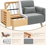 Yaheetech Small Modern Fabric Loveseat 116cm Light Grey with Pillows view 7