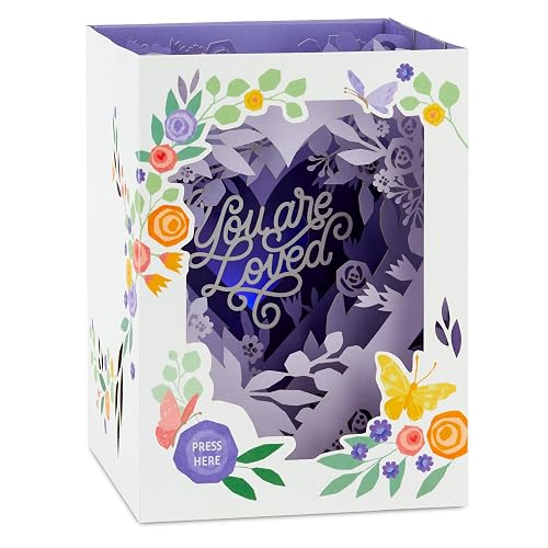 Hallmark Mothers Day Card, 3D & Pop-Up Floral Shadow Box, Musical Mothers Day Card, Light Up Features, Keepsake, For Mum, Grandma, Purple, White