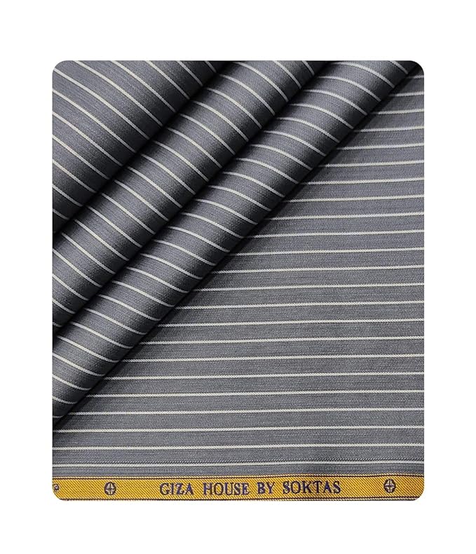 Buy SOKTAS Men's Giza Cotton Striped 1.50 Meter Unstitched Shirting
