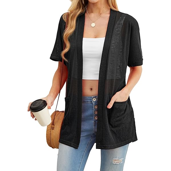 Duohropke Women's Bolero Chiffon Summer Cardigan Lightweight Short Sleeve Cover Up Open Front Cardigan 3/4 Sleeves Wedding Elegant Bolero Jacket On