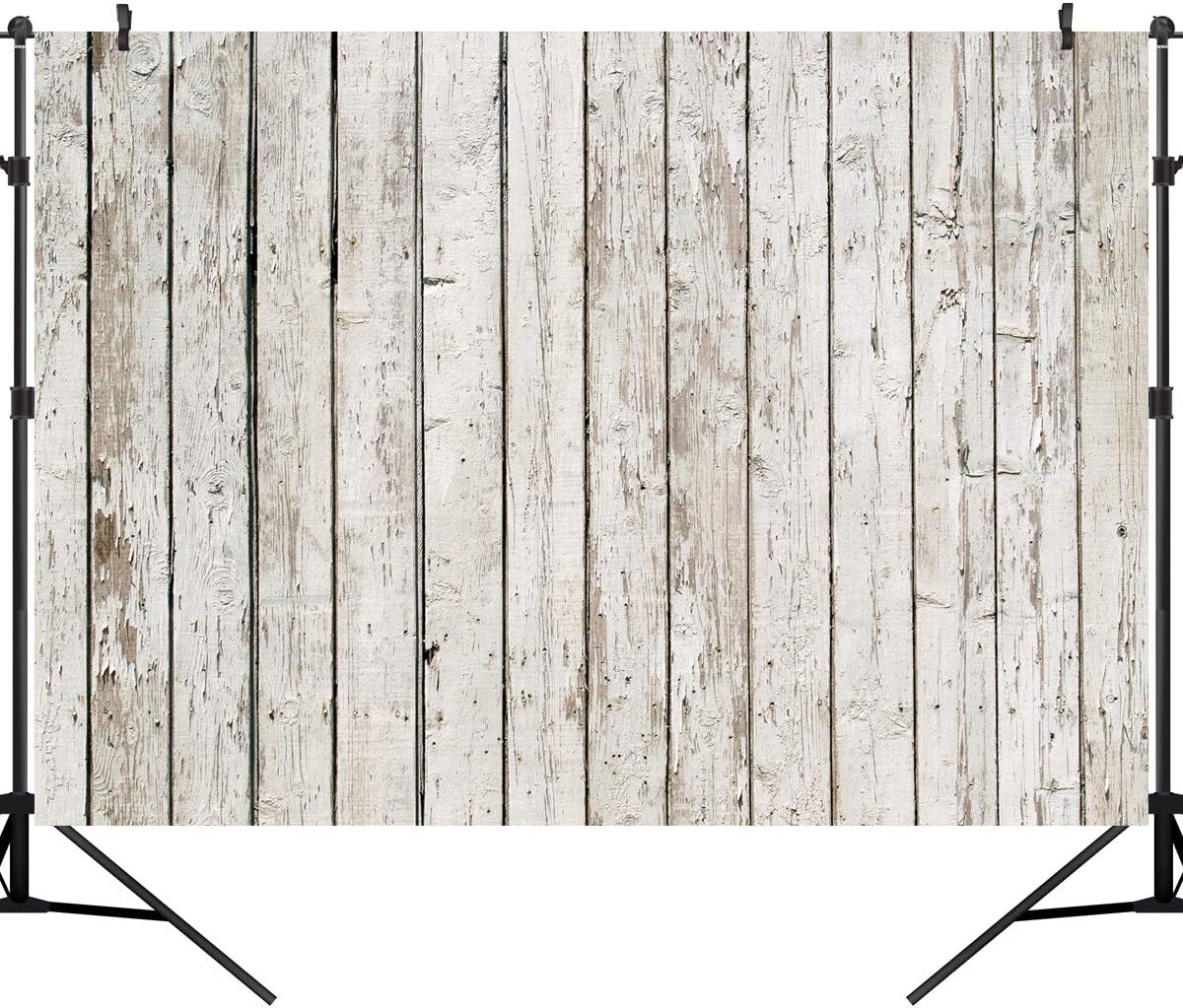 OUYIDA 5X3FT White Retro Wooden Board CP Pictorial Cloth Photography Background Computer-Printed Vinyl Backdrop PCK08A