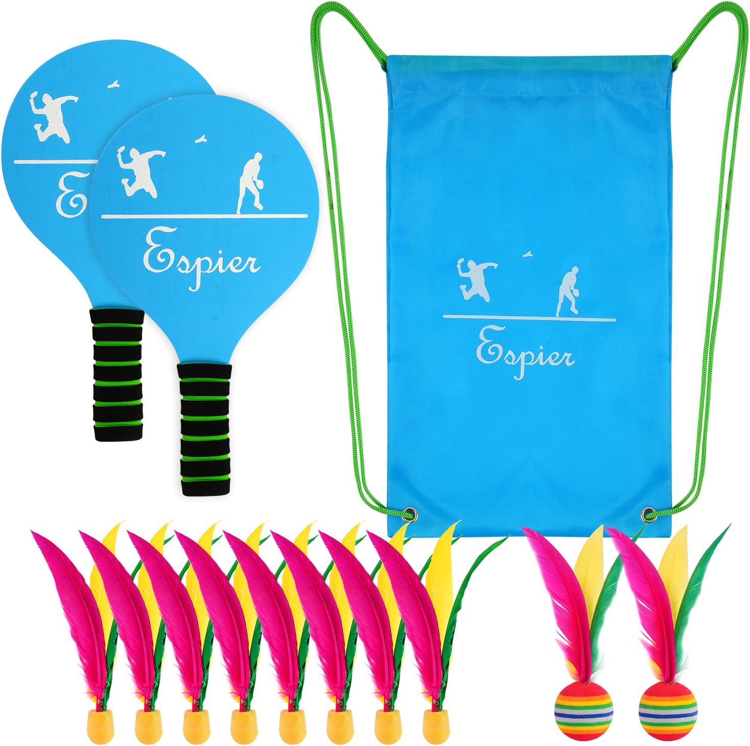 Hisoo Paddle Ball Set Upgrade Paddle Beach Tennis Racket Game Ball with Carry Bag Great Fun for All Ages(10 Balls)