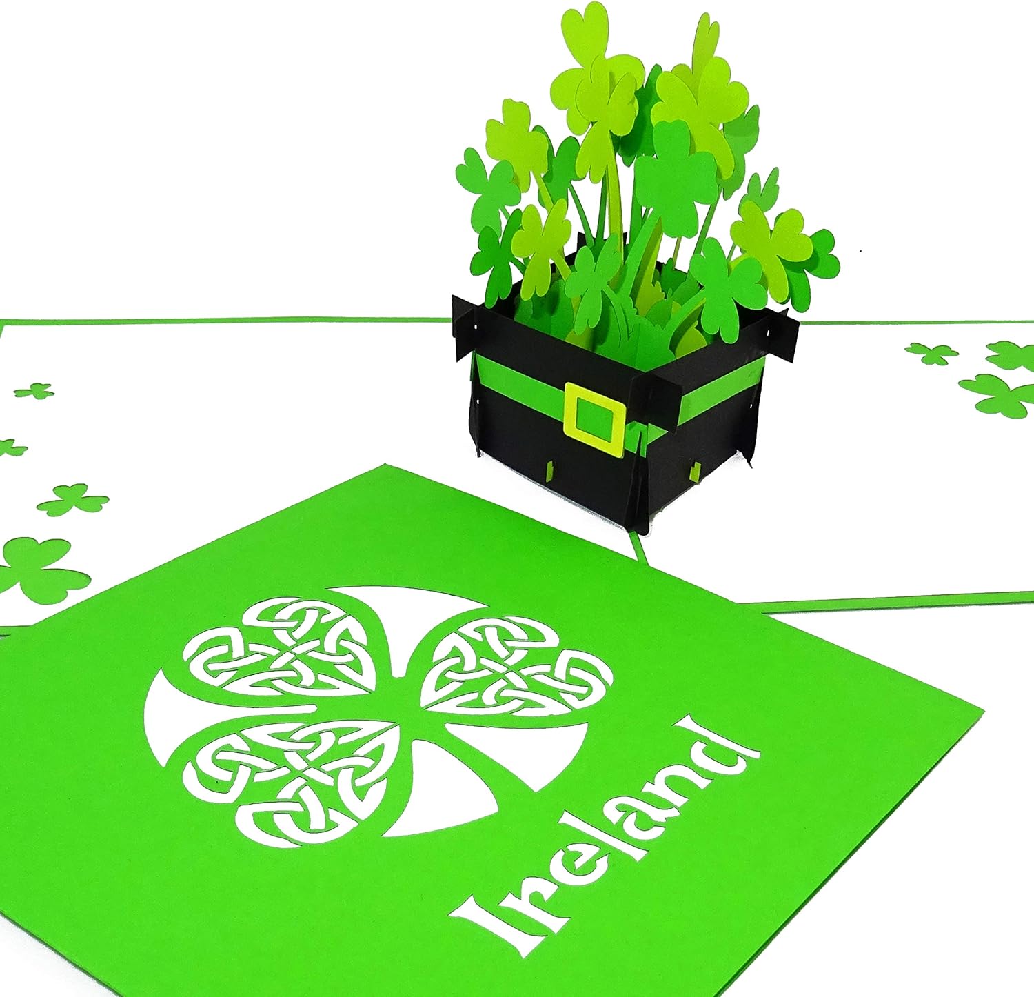 Pop Up Card "Ireland, Irish Shamrocks", 3D Ireland Greeting Card as a Souvenir, Birthday Card, Travel Voucher - Image 4