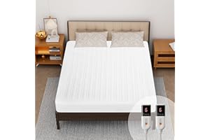 Texciting Heated Mattress Pad Queen Size-Dual Controllers Electric Mattress Pad with Deep Pocket,6 Heat Settings & 2-10 Auto 