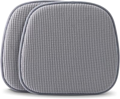TANYOO Set of 2 Memory Foam Chair Cushions Non Slip Grey 15 x 16 in