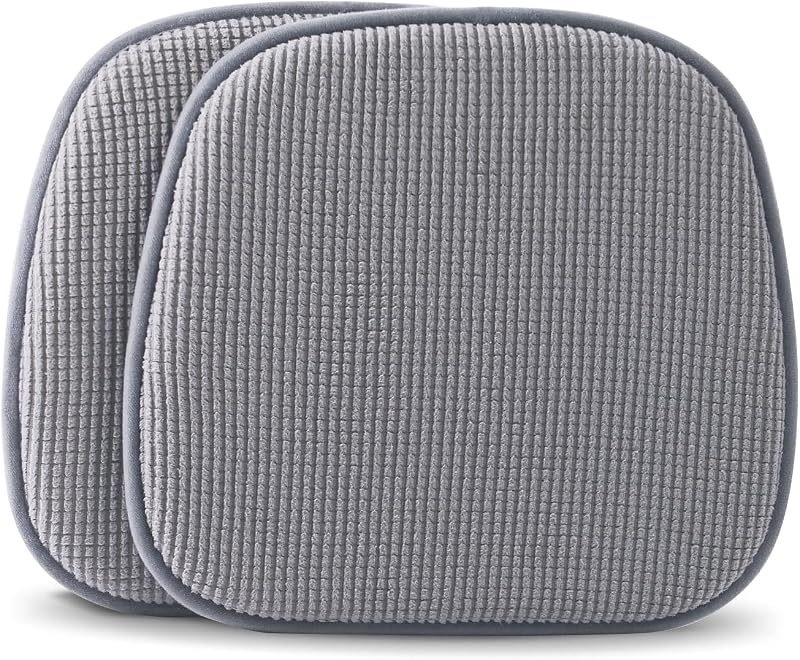 TANYOO Set of 2 Memory Foam Chair Cushions Non Slip Grey 15 x 16 in
