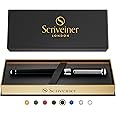 Scriveiner Black Green Rollerball Pen - Stunning Luxury Pen, Chrome Finish, Schmidt Ink Refill, Best Roller Ball Pen Gift Set for Men & Women, Professional, Executive Office