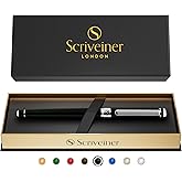 Scriveiner Black Green Rollerball Pen - Stunning Luxury Pen, Chrome Finish, Schmidt Ink Refill, Best Roller Ball Pen Gift Set for Men & Women, Professional, Executive Office