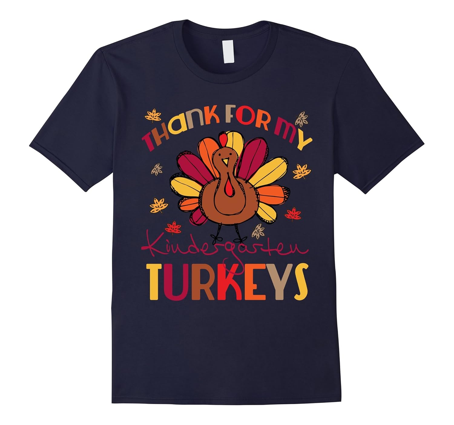 Teacher Thanksgiving Shirt Thankful for Kindergarten Turkeys-ANZ