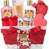 Valentines Day Gifts for Women - 9 Pcs Rose Bath and Body Gift Basket Set for Women, Spa Gift Set with Shower Gel | Pampering Gift for Christmas, Birthday, Mothers Day Gifts for Mom, Gift Sets for Her