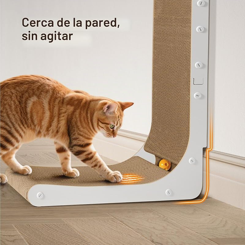 Arranhador para gatos em forma de L extra grosso, 68 cm, arranhador de cartão para gatos de interior, grande, branco