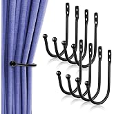 8 Pcs Curtain Tie Backs, Black, Metal Curtain Holdbacks (8pcs-Small) | Wall Mounted, U Shaped Decorative Holdbacks, for Drapes Wall Mounted Curtain Tie Holders Come with Screws