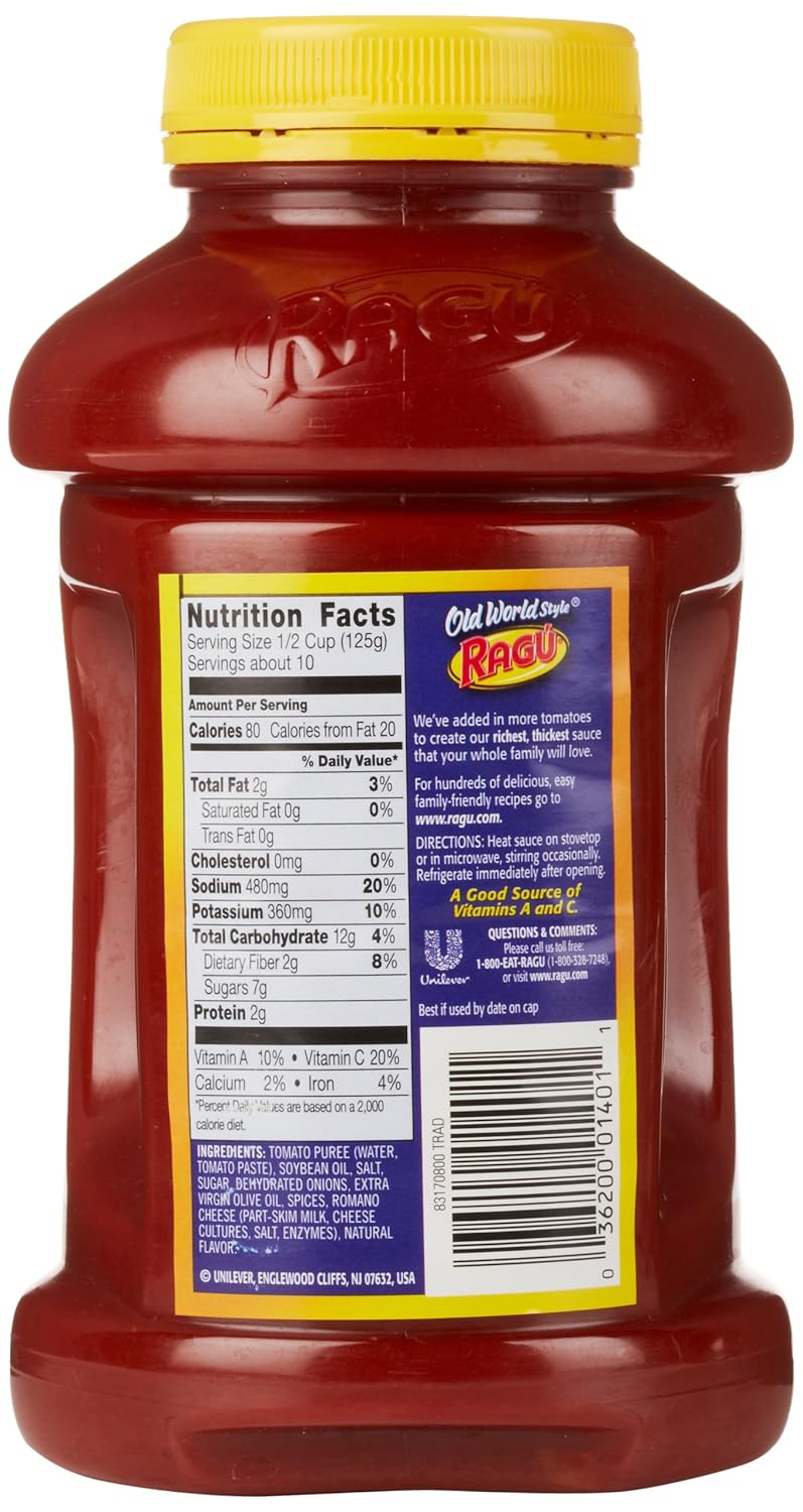 Ragu spaghetti sauce nutrition