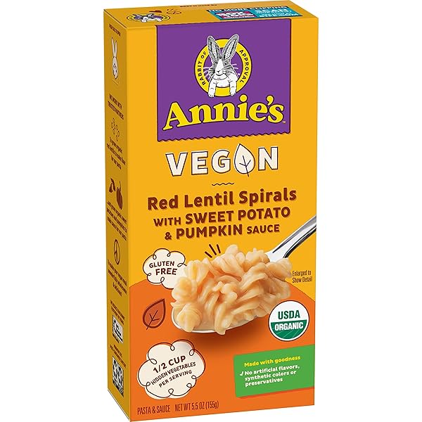 ANNIE’S ORGANIC RED LENTIL SPIRALS, SWEET POTATO & PUMPKIN