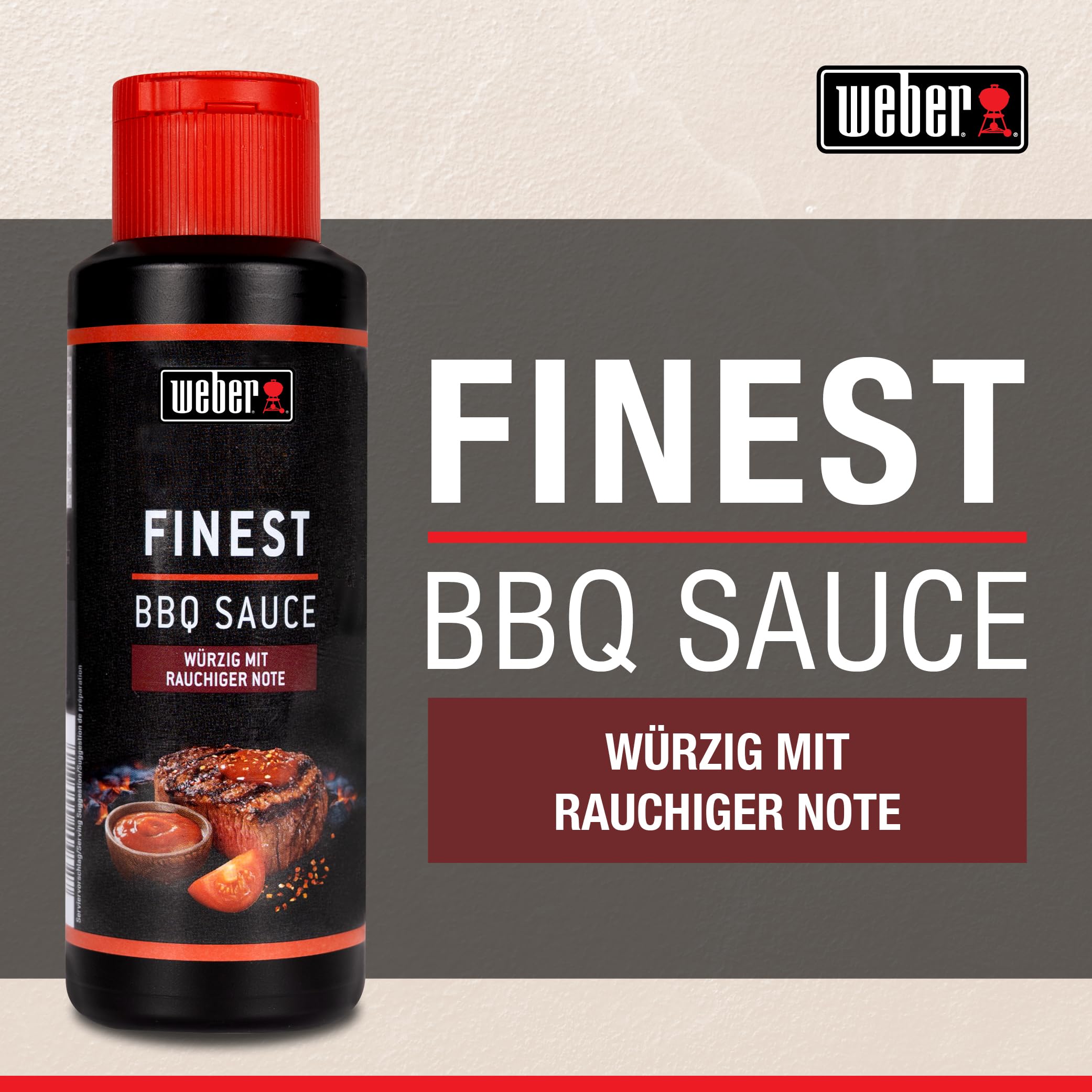 Weber Finest BBQ Sauce 300 ml - Rauchige Grillsauce für Rind, Lamm, Geflügel & Schwein - Intensiv würziger BBQ Geschmack - Grill Sauce Vegan, glutenfrei, laktosefrei, ohne Konservierungsstoffe 2