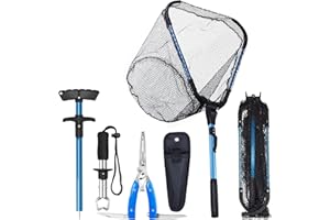 Bombrooster Fishing Landing Net, Fishing Pliers, Hook Remover, Fish Gripper Kit,Kayak Accessories for Fishermen