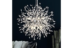 SineRise Modern Crystal Chandeliers Firework, Crystal Light Fixture, Dandelion Chandelier (8-Light, Chrome) for Foyer Hallway Entryway Kitchen Bedroom (Bulbs Not Included)