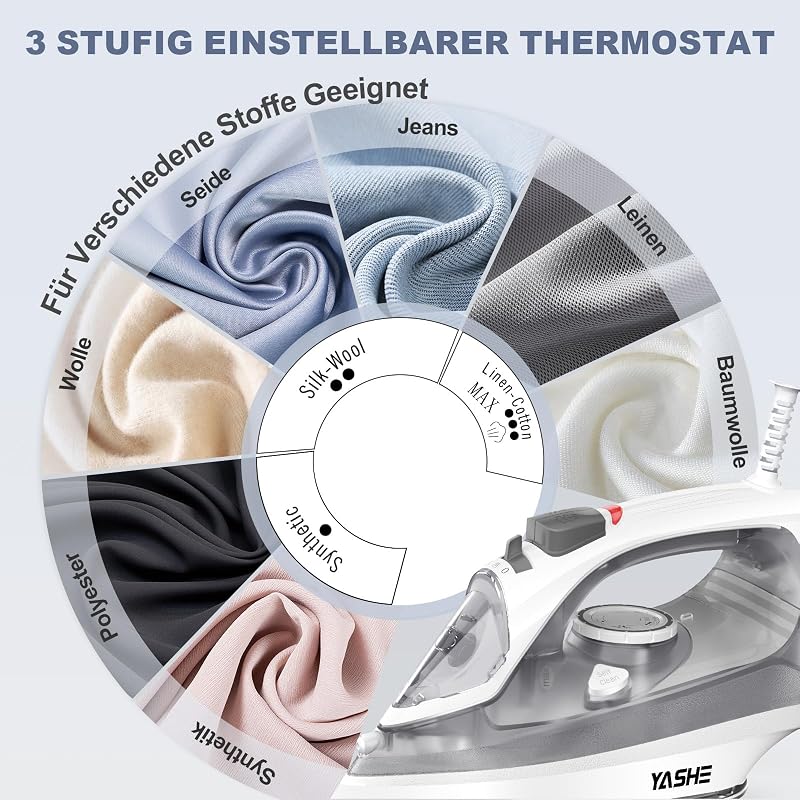 2300W Dampfbügeleisen mit Schnell Aufheizender Antihaft Bügelsohle, 300ml Wassertank, Konstante Dampfleistung 25 g/min, Dampfstoß 150 g/min, Selbstreinigung, Anti-Kalk & Tropf-Stopp-Funktion