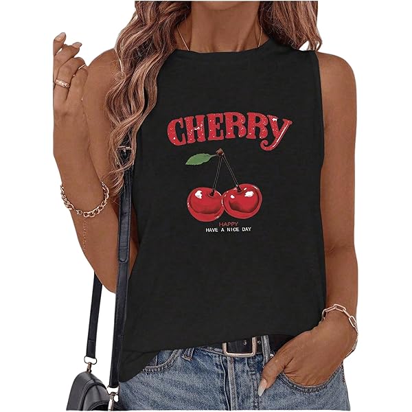 トップス Cherry Pattern Strap Top Cherry トップス Cherry Pattern Strap Top pale mauve / M Shipping in