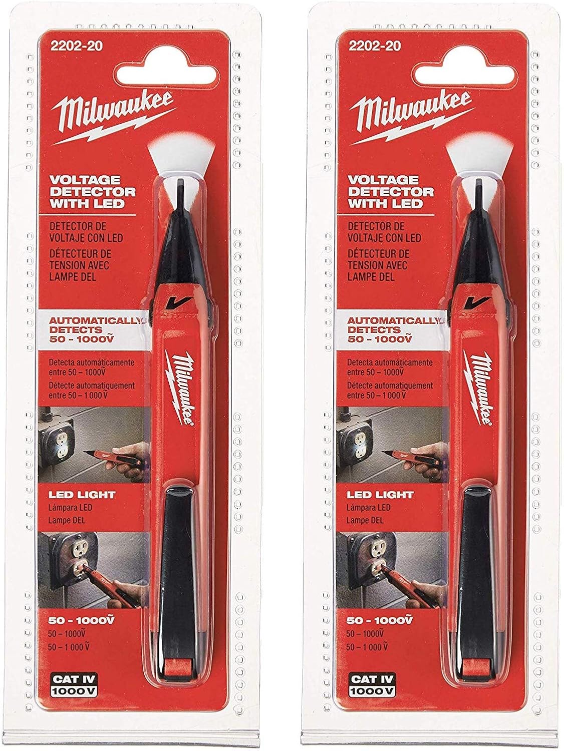 Milwaukee 220220 Voltage Detector with LED Light, 2 Pack Inspection