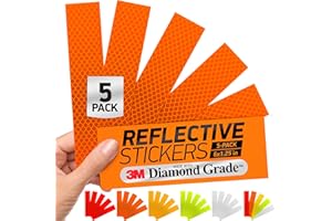 Byllstore Reflective Stickers | 3M Diamond Grade | Orange | 1.25″ x 6″ | 5-Pack | Reflective Safety Tape for Helmets, Cars, Mailboxes & More