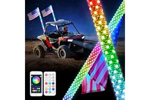 Arnzion LED Whip Lights, 2PCS 3FT Lighted Whips with App & Remote Control, Whip Lights for Side by Side with Turn Light, RGB Chasing, Music Mode, Compatible with UTV, ATV, RZR, SXS, Offroad Truck