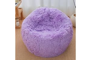HAIHUA lavender bean bag chair covers (No Filler),comfy Plush fluffy bean bag chair Cover for bedroom，stuffed animal Storage bean bag chair covers, kids teens girls bean bag chairs, Anti-Slip , lavender
