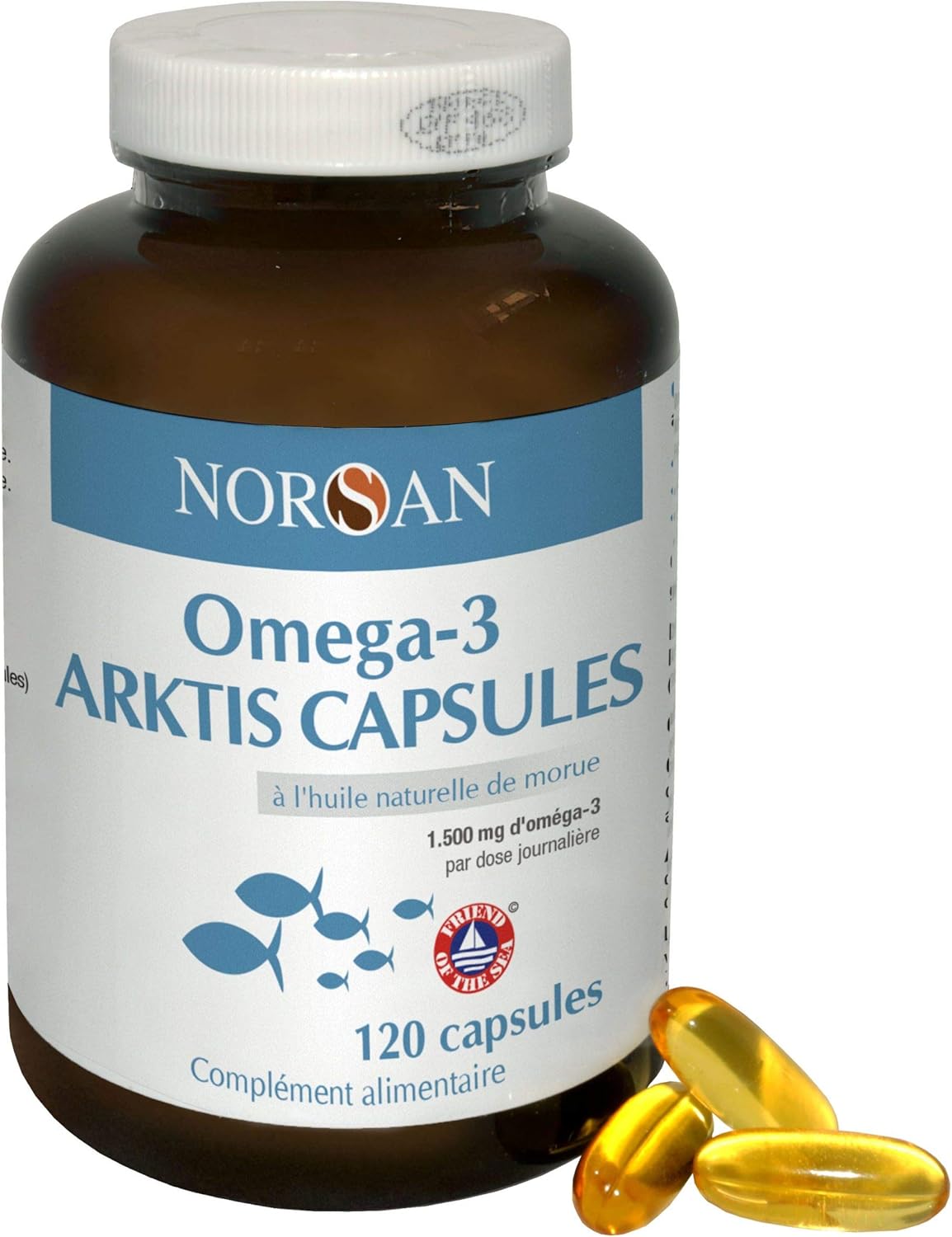 NORSAN Oméga 3 Gélules ARKTIS I 120 Capsules I 6000mg Huile de Morue I 1500mg Oméga 3 (720mg