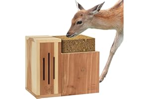 SOLUTION4PATIO EXPERT IN GARDEN CREATION Solution4Patio USA Cedar Deer Feeder, Handmade Wooden Deer Salt Feeder, with Drainage Holes, Attractive Backyard Deer Feeder, Easy to Assemble and Fill