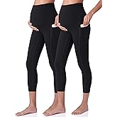 POSHDIVAH Women's Maternity Capri Leggings Over The Belly Pregnancy Workout Active Stretchy Pants with Pockets