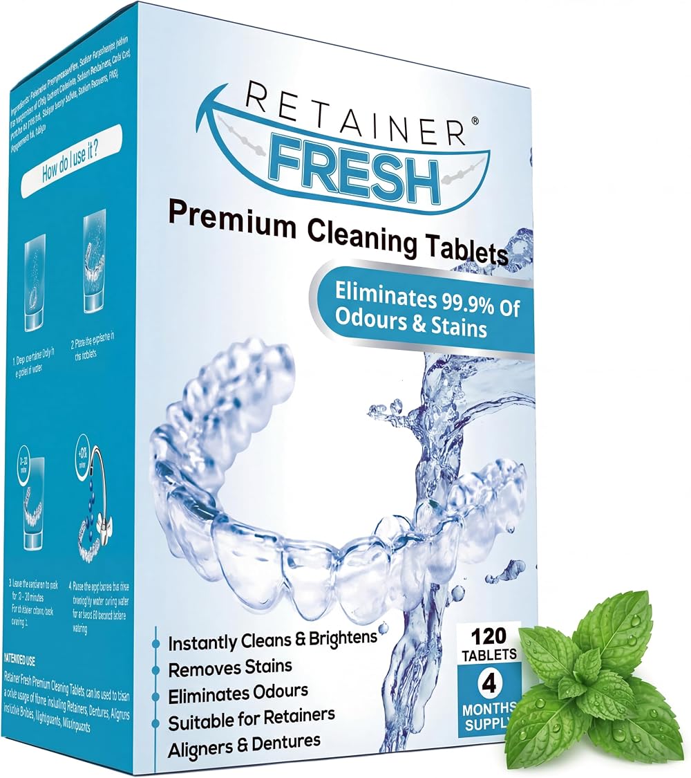 Retainer Fresh Retainer Cleaner Tablets 120 Count Mint Fragrance for All Dental