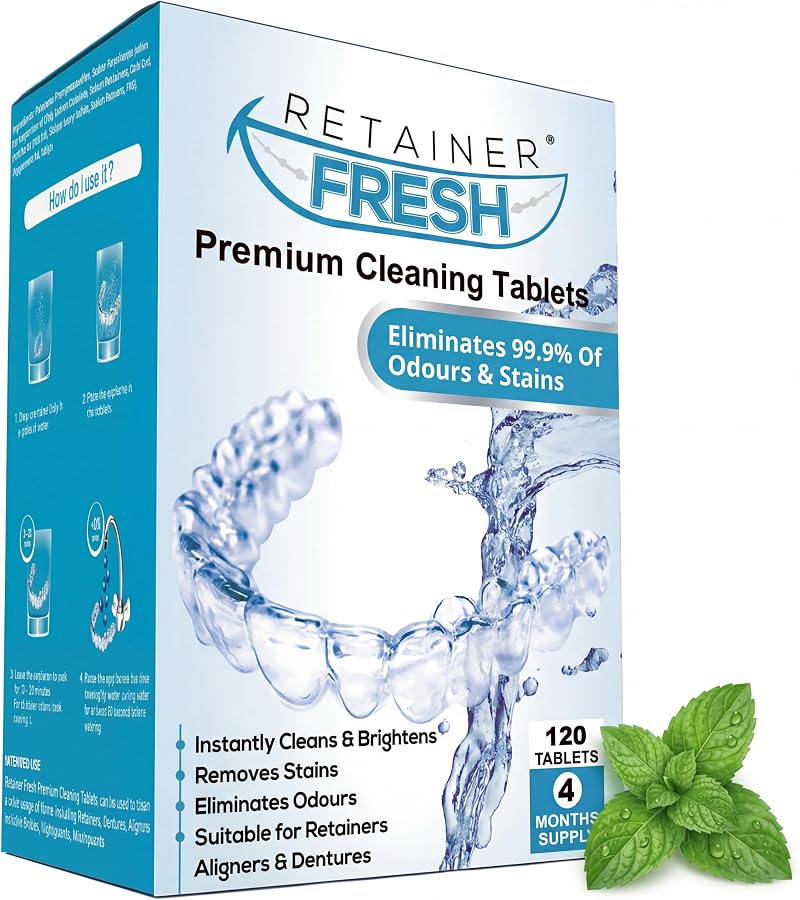 Retainer Fresh Retainer Cleaner Tablets 120 Count Mint Fragrance for All Dental