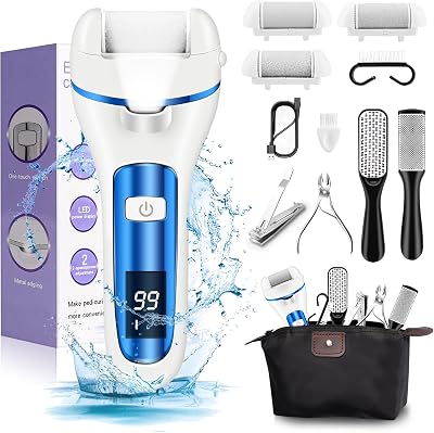 Ratukall Electric Foot File with LED Display, Rechargeable Pedicure Kit