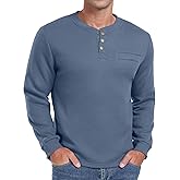 Sailwind Men's Henley Shirt Fleece Lined Long Sleeve Heavyweight Thermal Layer Pullover