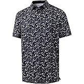 YAMXDM Golf Polo Shirts for Men - Print Moisture Wicking Quick Dry Short Sleeve Collared Polo Shirts for Golf Tennis Wear