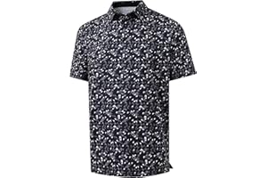 YAMXDM Golf Polo Shirts for Men - Print Moisture Wicking Quick Dry Short Sleeve Collared Polo Shirts for Golf Tennis Wear
