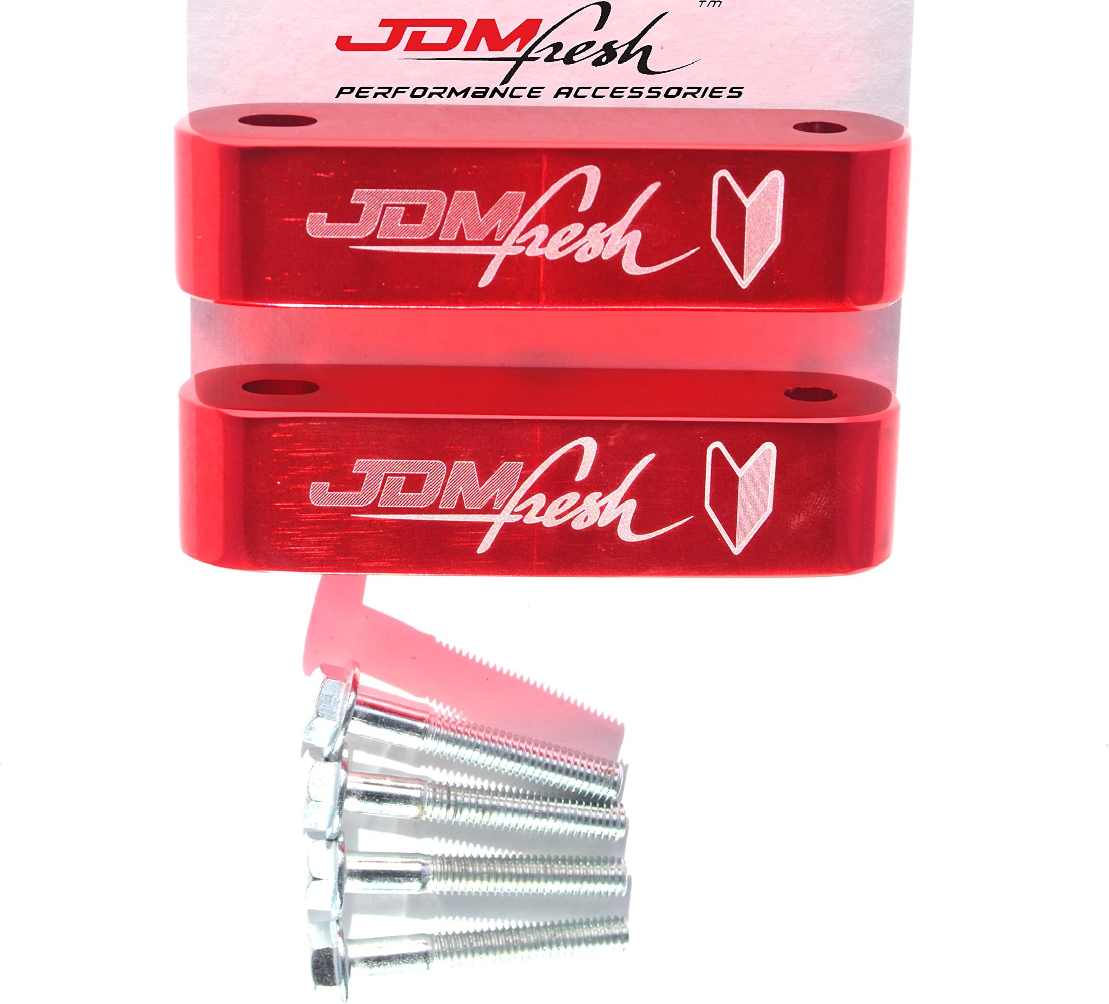 JDMFresh - Red Hood Spacer Hood Risers for Honda/Acura Civic Accord Integra