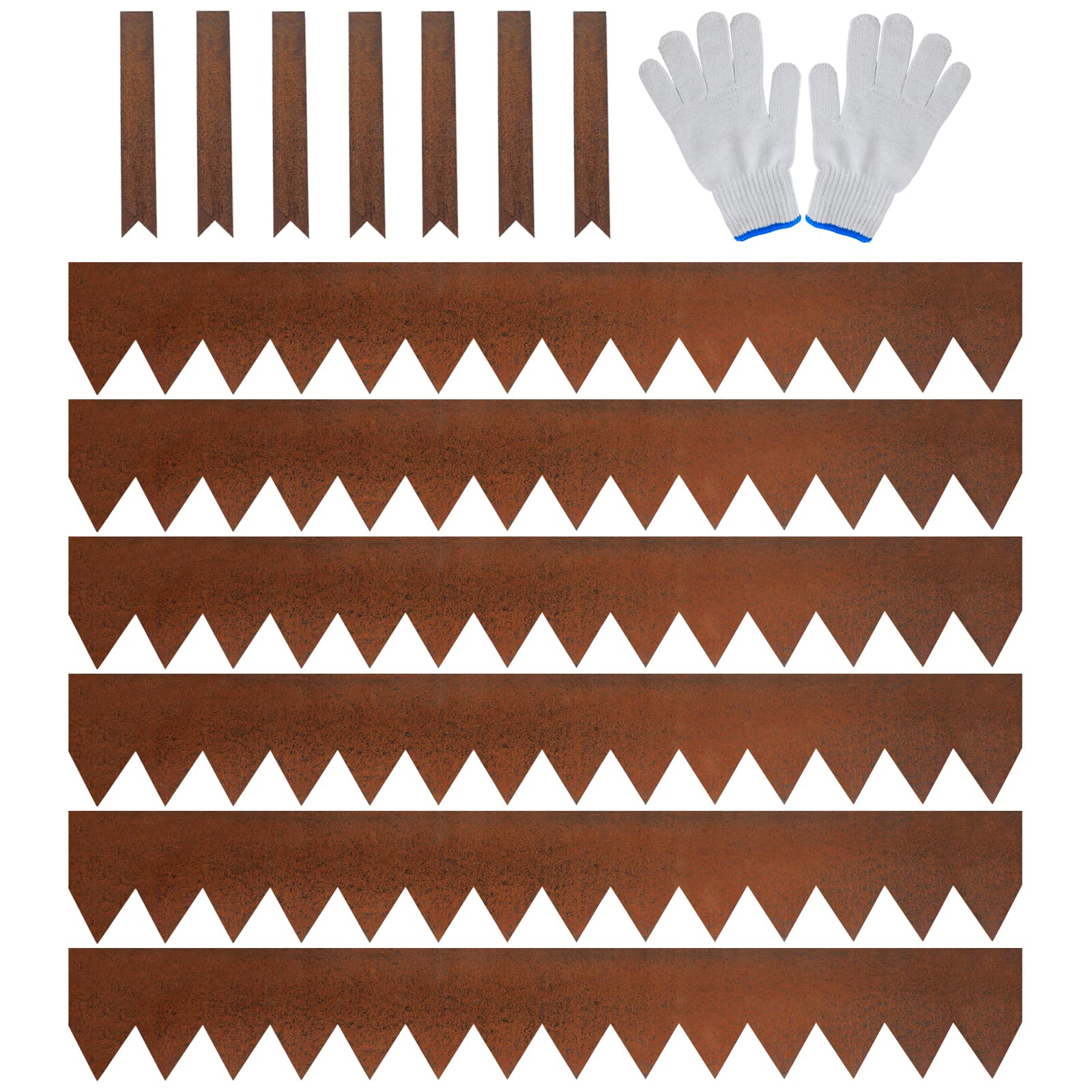 JonesHouseDeco 6 Pcs 14cm Height weathering steel Lawn Edging Pre-Rusted 1m Length Cor-Ten Steel Landscape Edging Steel Strips - 14-Gauge Metal Corten Decorative Edging Border (6M Length Total)