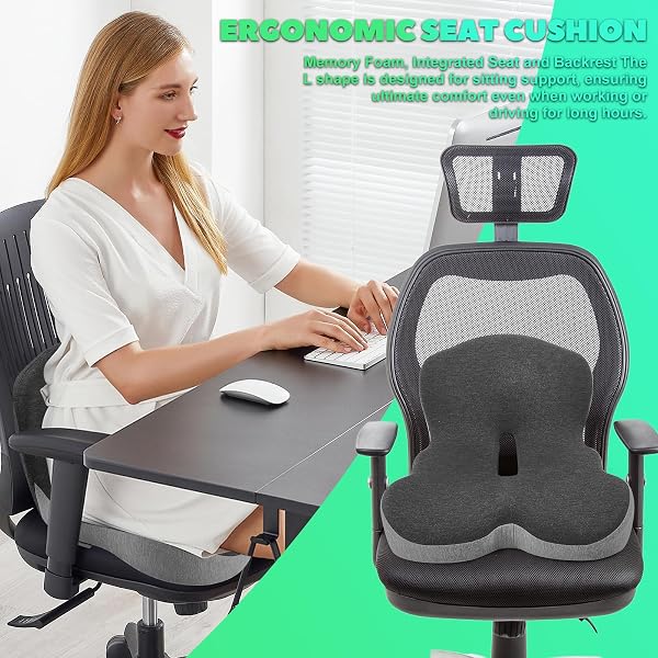 OUYEZY BUTTOCKS CUSHION FOR OFFICE CHAIR MEMORY FOAM SEAT PAD FOR BUTT SUPPORT TAILBONE RELIEF ERGONOMIC CHAIR CUSHION FOR HOME CAR TRAVEL OR WORK (CLASSIC BLACK)