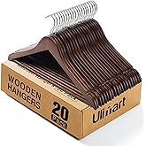Ulimart Wooden Hangers 20 Pack,Clothes Hanger for Daily Used,Coat Hanger for Closet,Heavy Duty Wood Hangers for Suit, Shirts, Jackets, Dress, Pant (Walnut)