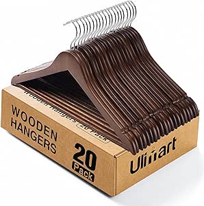 Ulimart Wooden Hangers Wooden Coat Hangers 20 Pack Coat Hangers for Closet Clothes Hangers Wooden for Suit Jeans Walnut