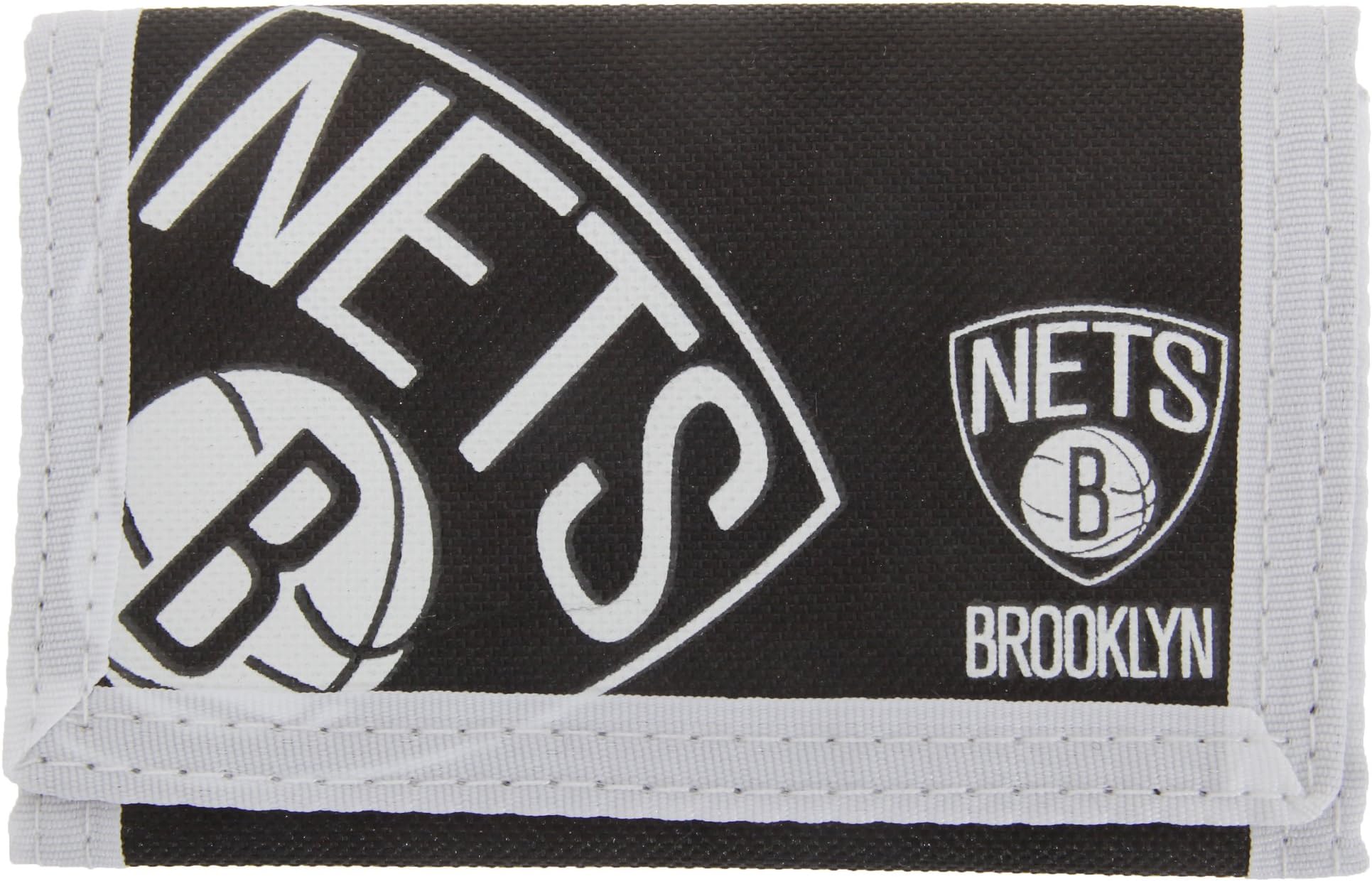 Brooklyn Nets Official NBA Basketball Crest Velcro Wallet (One Size) (Black/White)