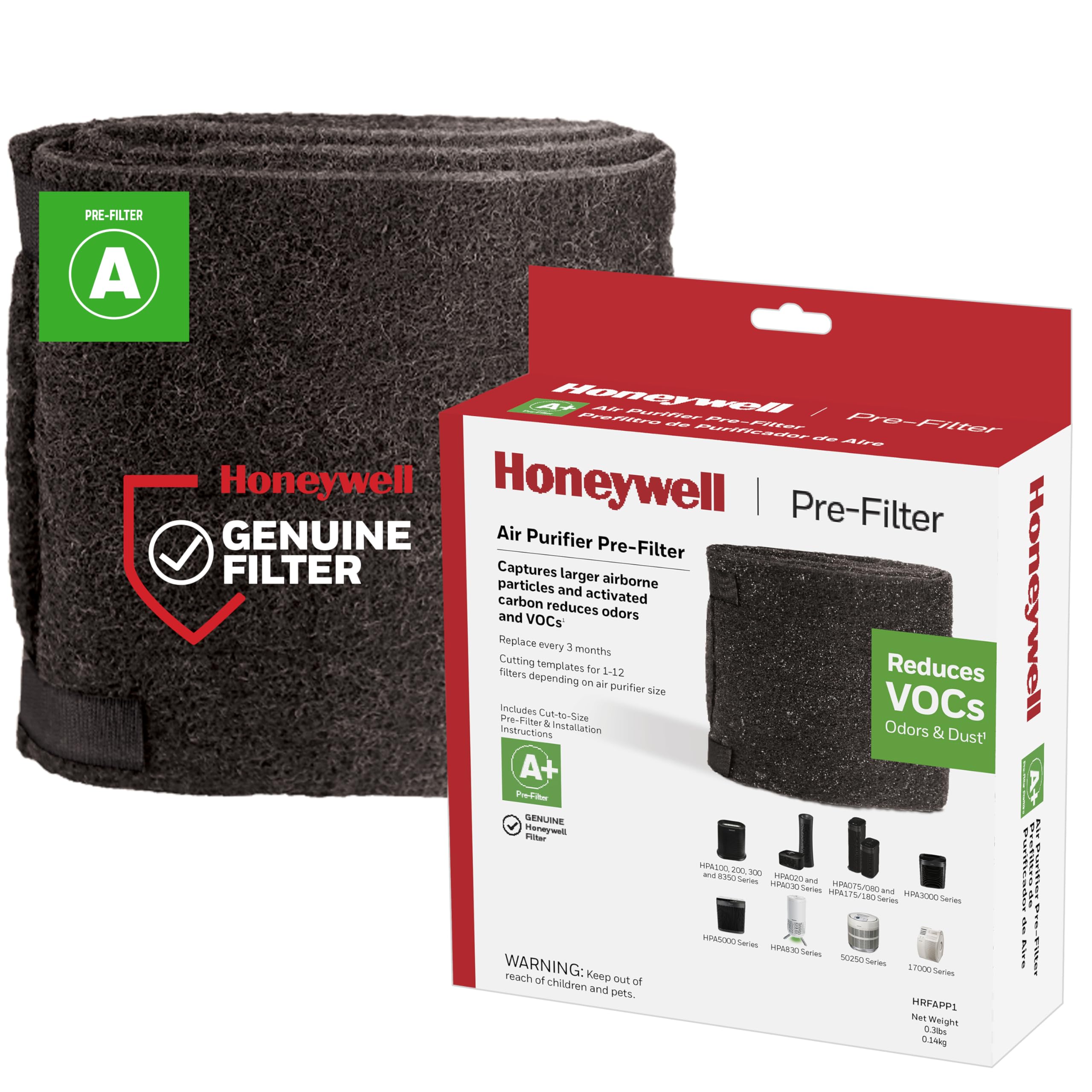 Honeywell Premium Odor-Reducing Air Purifier Replacement Pre-Filter, HRF-APP1 / Filter (A+)