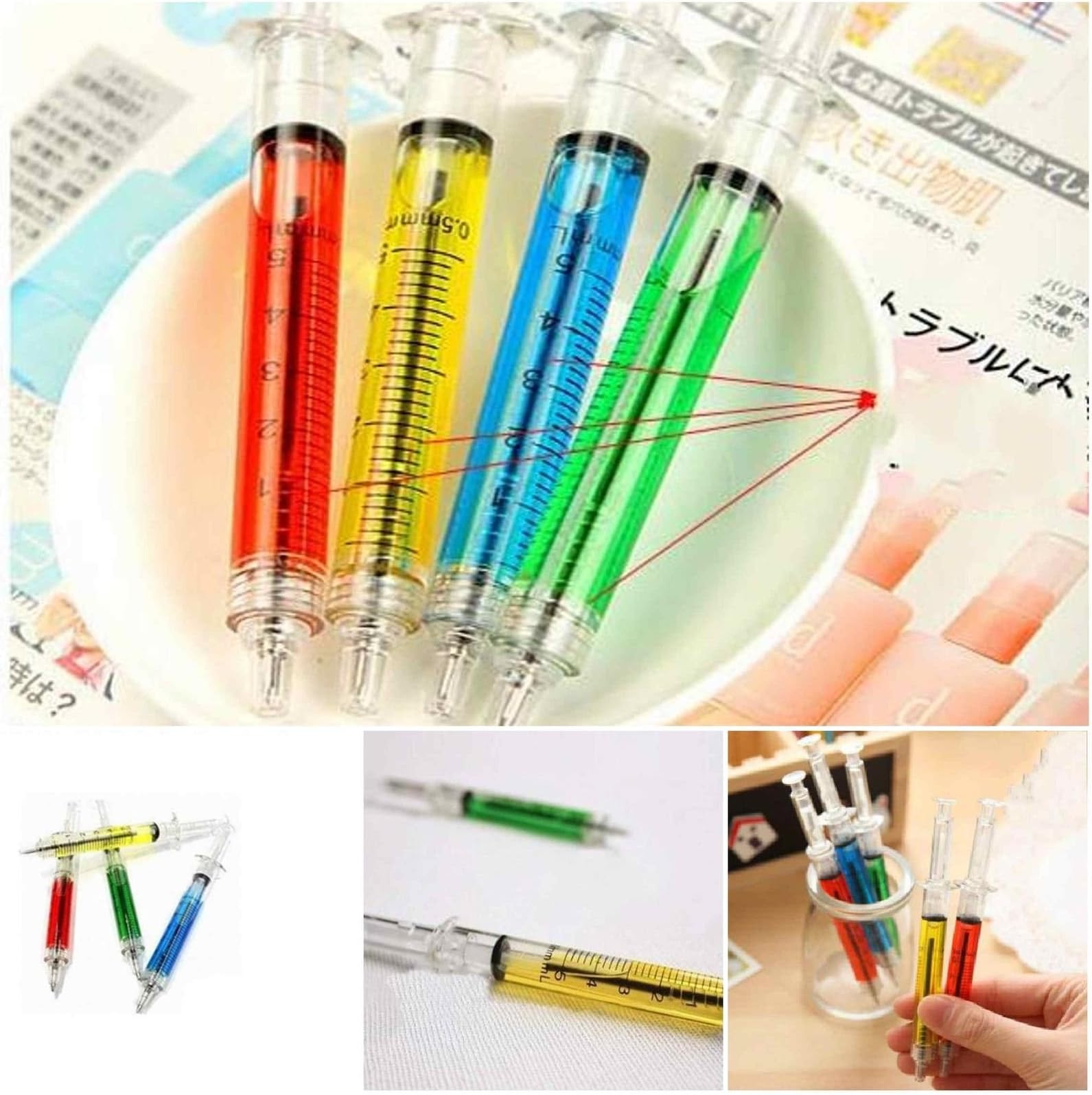 5pcs Syringe-shaped Ballpoint Pens Funny Cute Creative Ball Point Pen Random New