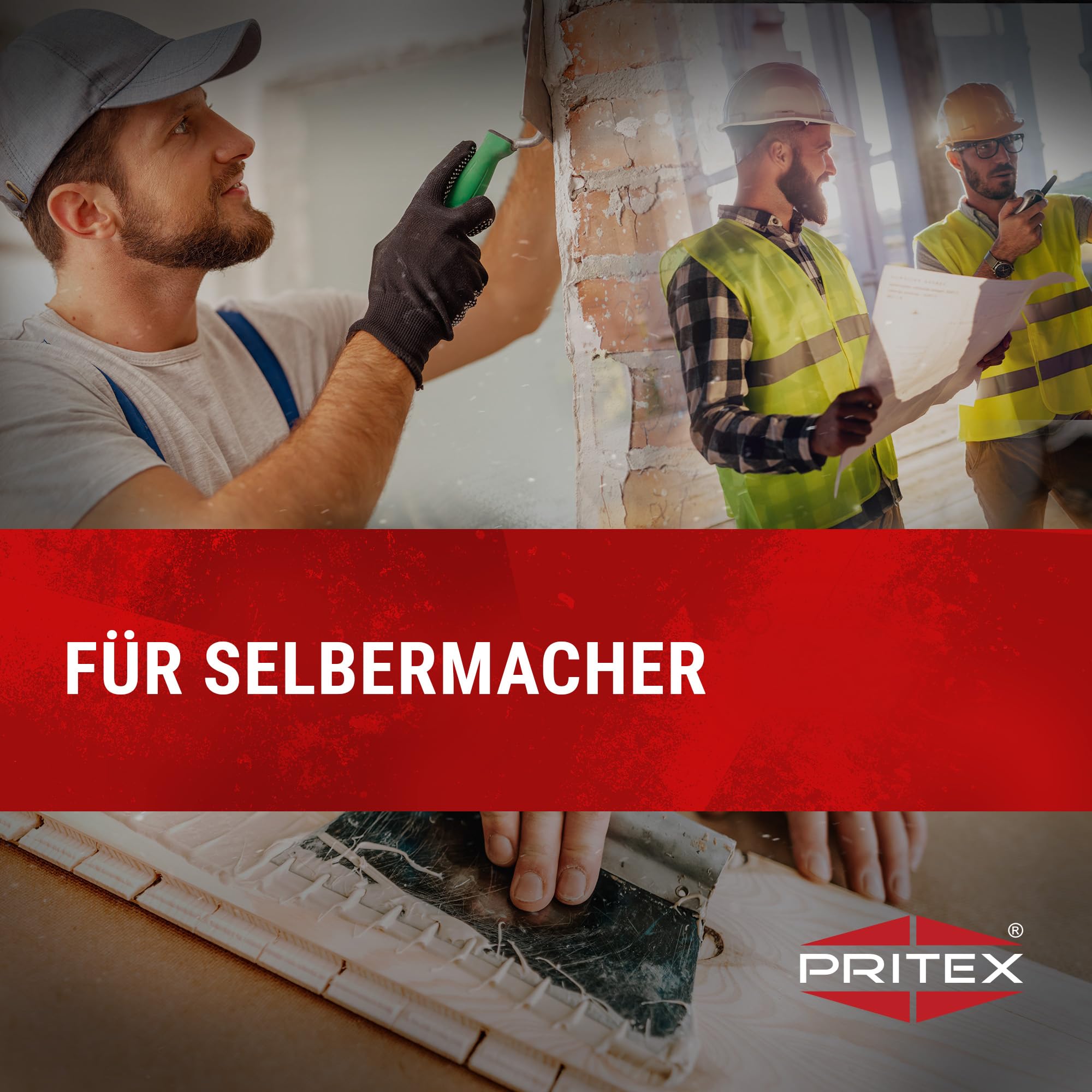 PRITEX – Profi Montagekleber Weiß 10x 300 ml – Baukleber für Holz-Paneele, Kabelkanäle, Sockelleisten, Styropor, Fliesen, Beton uvm. – haftstarker Universalkleber auf Acrylatdispersion-Basis für innen 7