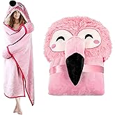 Flamingo Wearable Hooded Blanket for Adults – Fuzzy Super Soft Warm Cozy Plush Flannel Fleece & Sherpa Hoodie Throw Cloak Wrap - Flamingo Gifts for Women Adults Girls and Kids