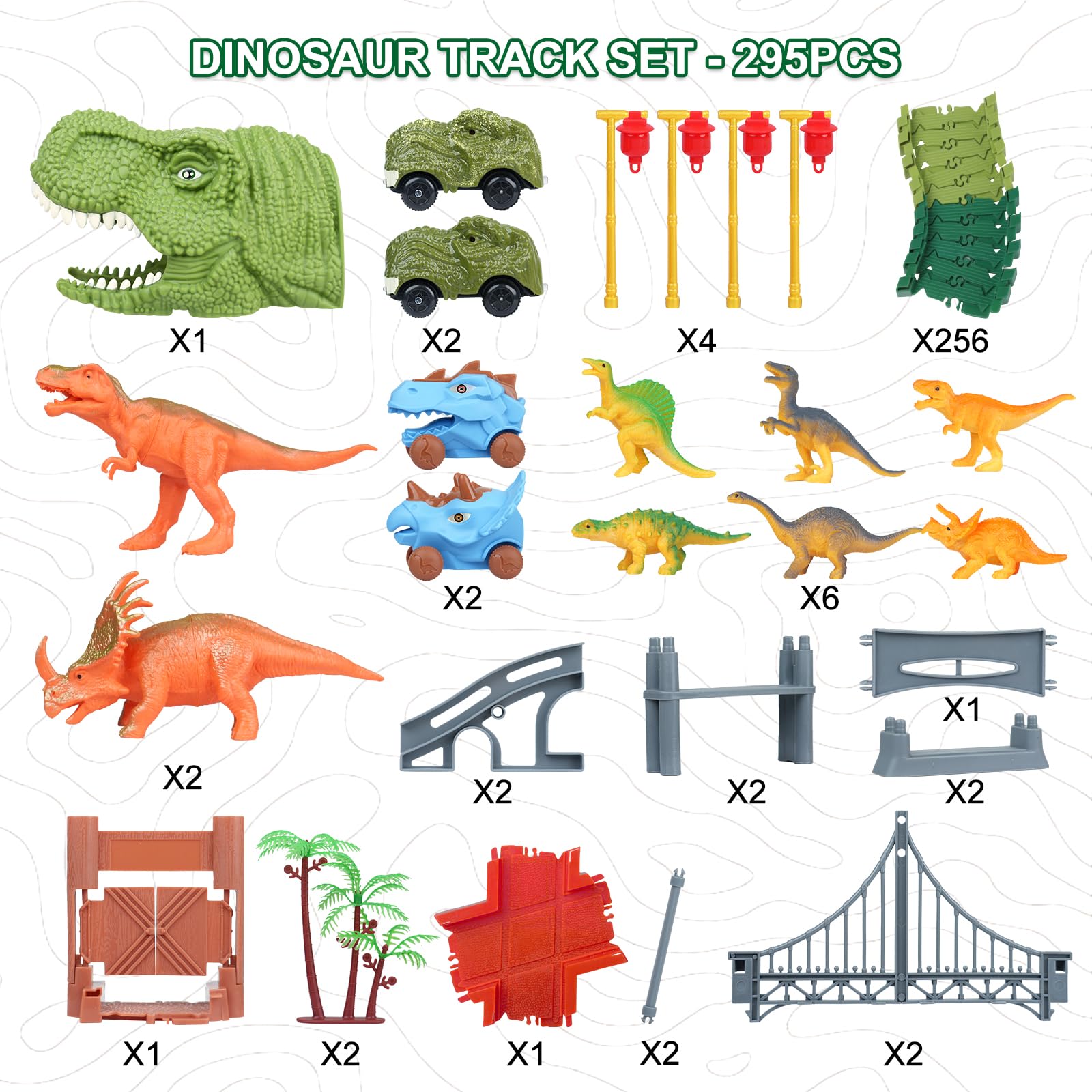 ToyFuntasy Dinosaur Track Toys for Kids - Best Birthday Gifts for 3 4 5 6 7 Year Old Boys, Flexible Race Car Track Set with Light & Sound, Create a Dino World Adventure