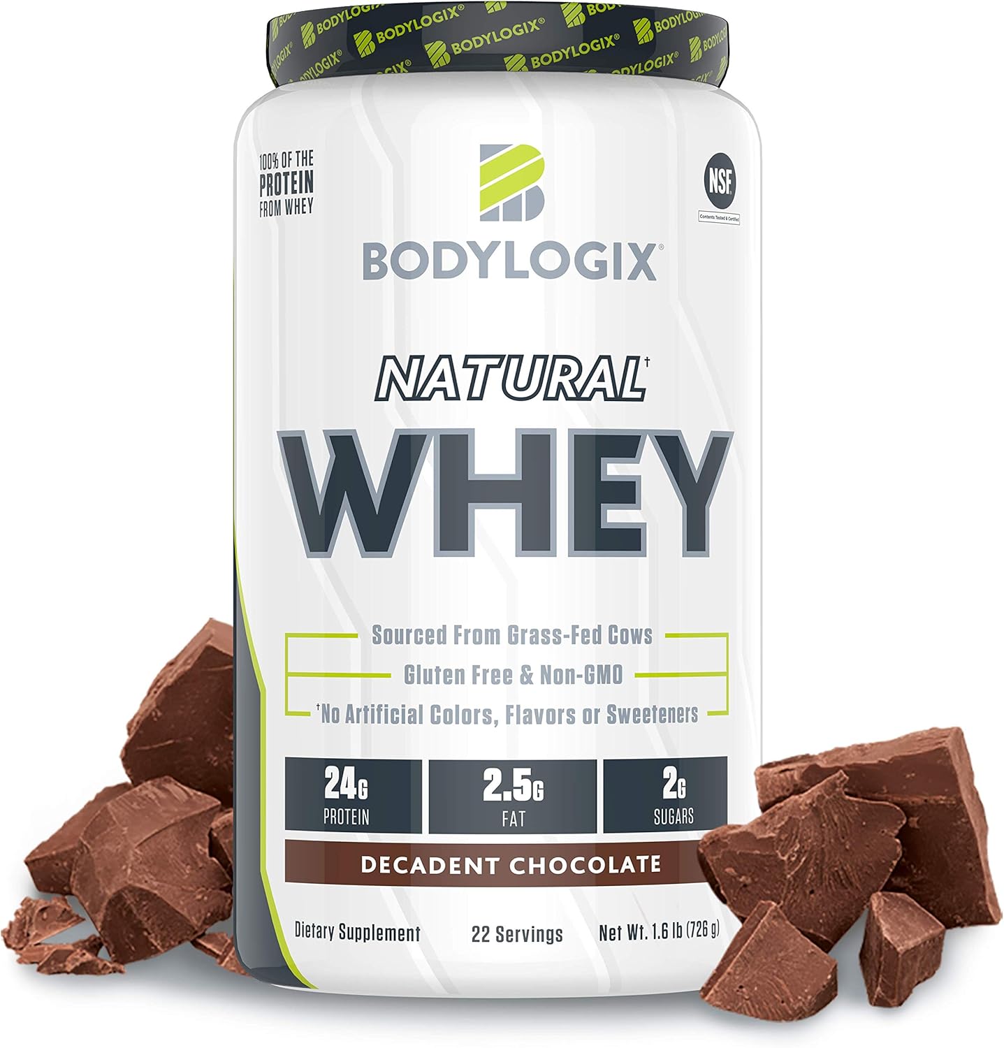 Bodylogix Natural GrassFed Whey Protein Powder, NSF